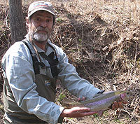 Norm Crisp with rainbow trout caught in the Current River in Missouri
